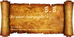 Brader Berengár névjegykártya